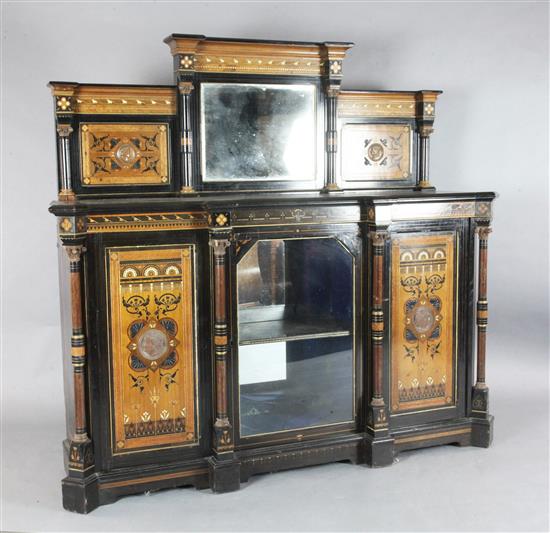 A Victorian Ogden of Manchester Aesthetic period side cabinet, W.5ft 10in. D.1ft 8in. H.5ft 5in.